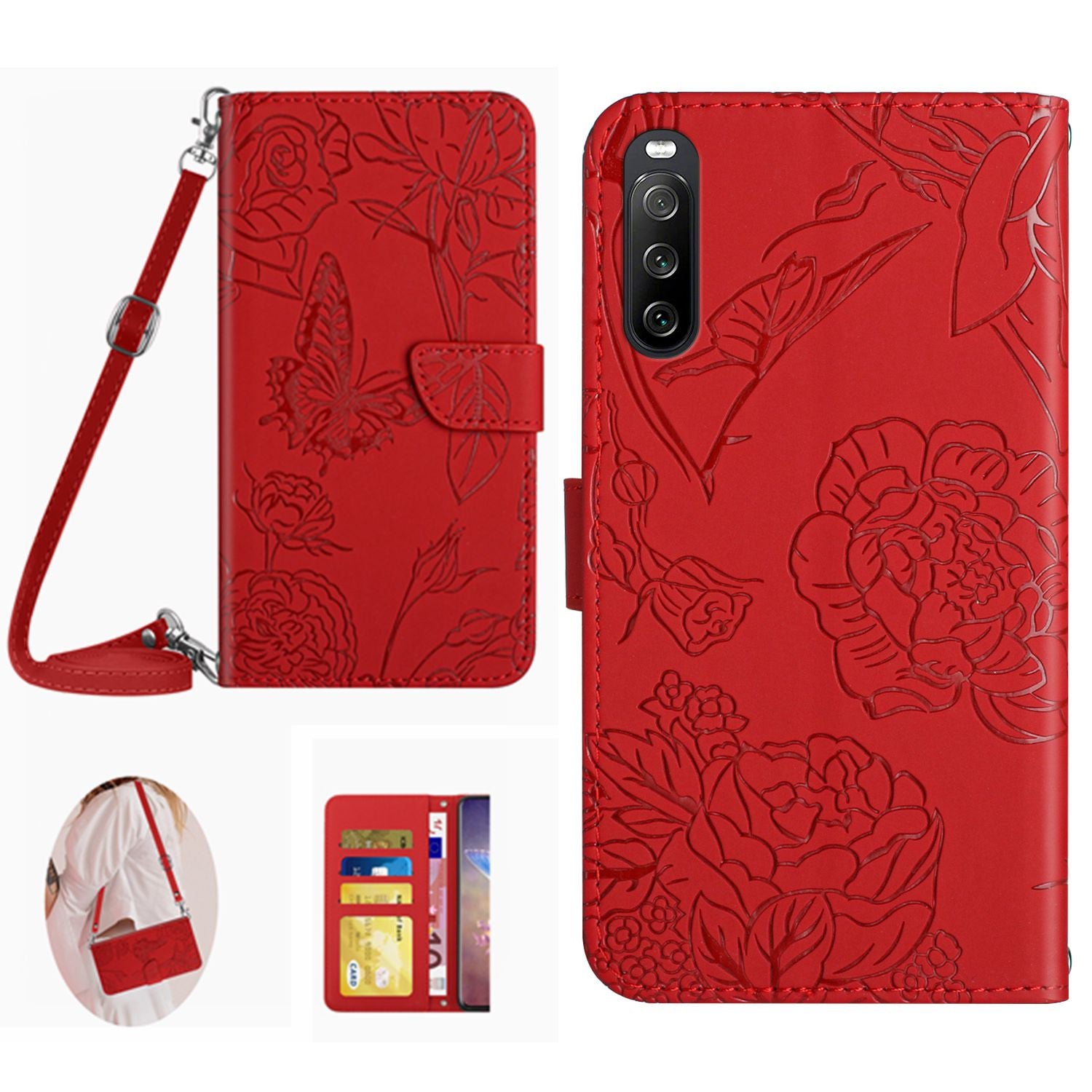 HT03 For Sony Xperia 10 VI Crossbody Case Butterfly Wallet PU Leather Phone Cover HT03 For Sony Xperia 10 VI Crossbody Case Butterfly Wallet PU Leather Phone Cover